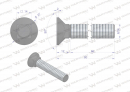 Śruba kpl. płużna podsadzana D 608 M14x80 mm kl.10.9 Waryński ( sprzedawane po 10 )