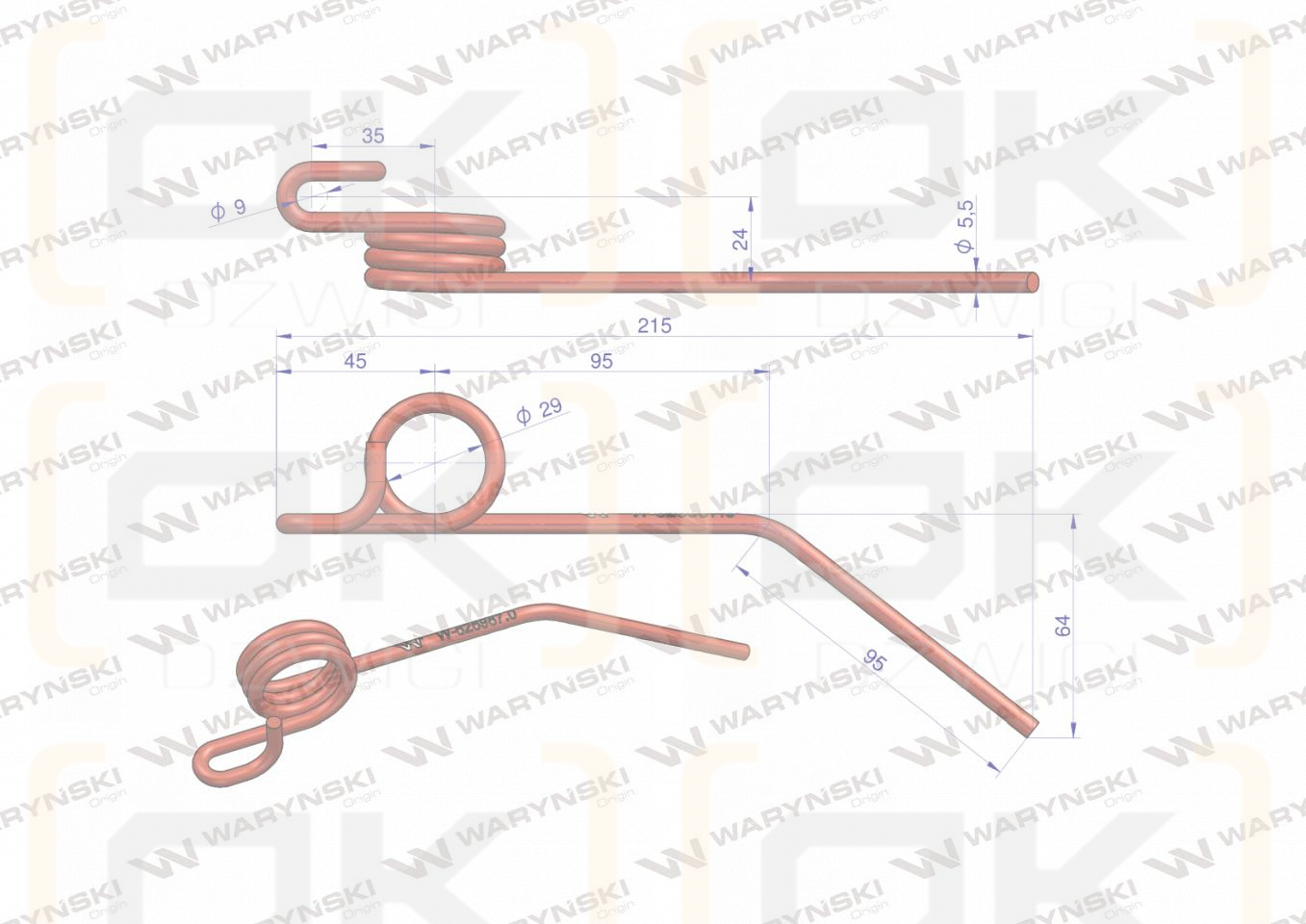 Palec sprężysty nagarniacza motowideł zastosowanie Claas Lexion 626987.0  Waryński