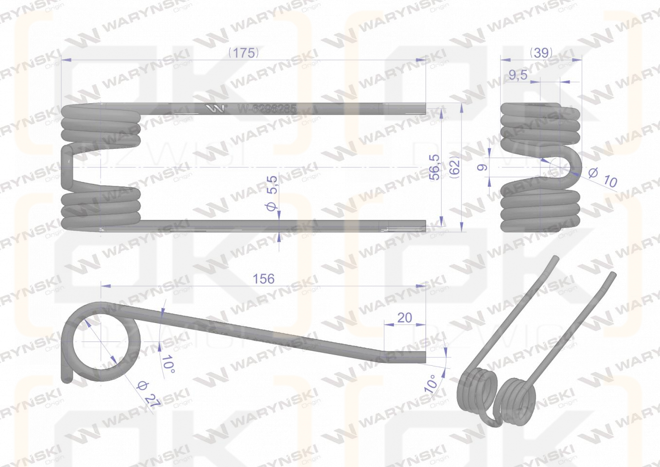 Palec podbieracza zastosowanie DEUTZ FAHR 6296285 Waryński