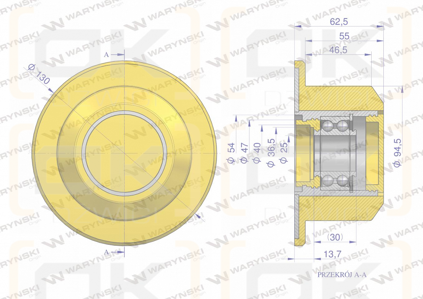 Rolka, podporowa PU 95x62.5x25, zastosowanie 27584610 08800315 Grimme, Waryński