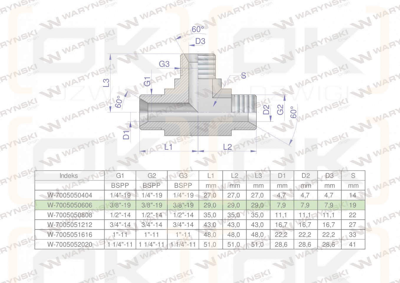 Trójnik hydrauliczny calowy BBB 3/8