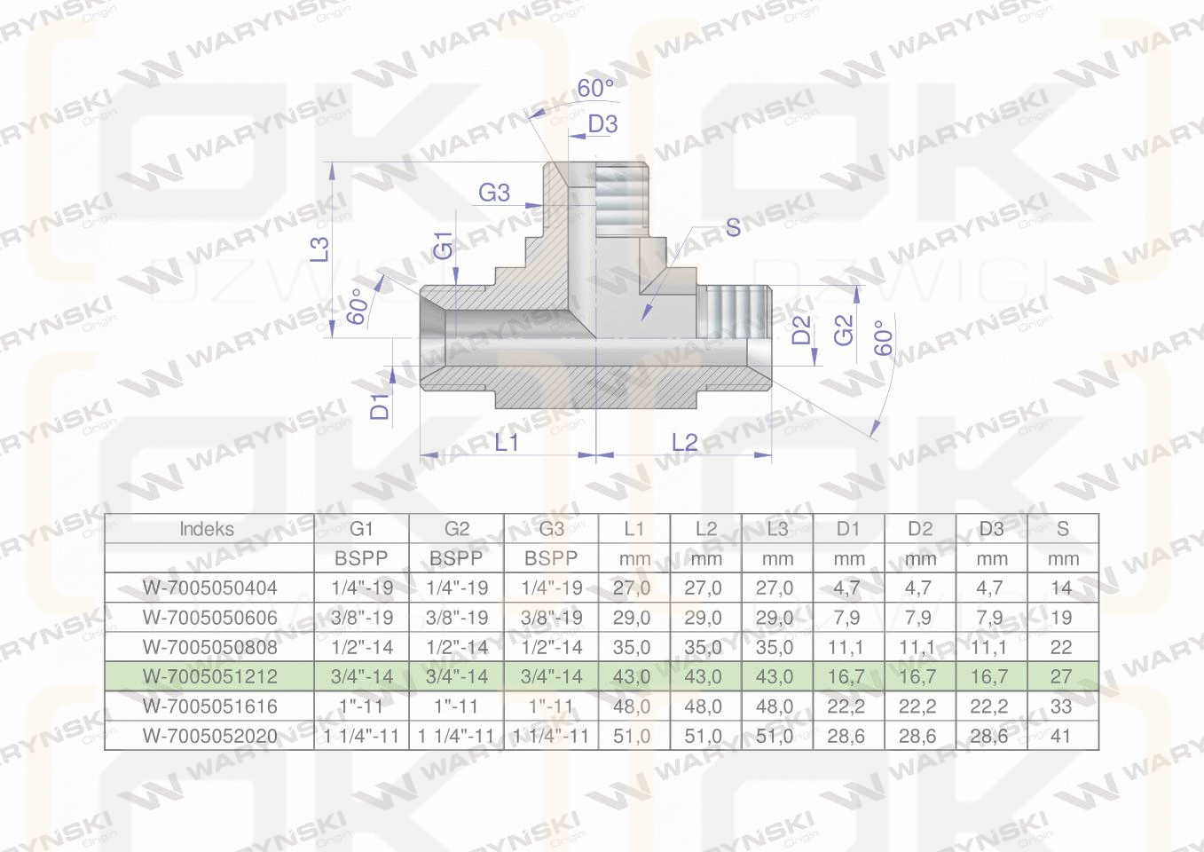 Trójnik hydrauliczny calowy BBB 3/4