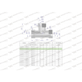 Trójnik hydrauliczny metryczny BBB M14x1.5 08L (XT) Waryński ( sprzedawane po 2 )