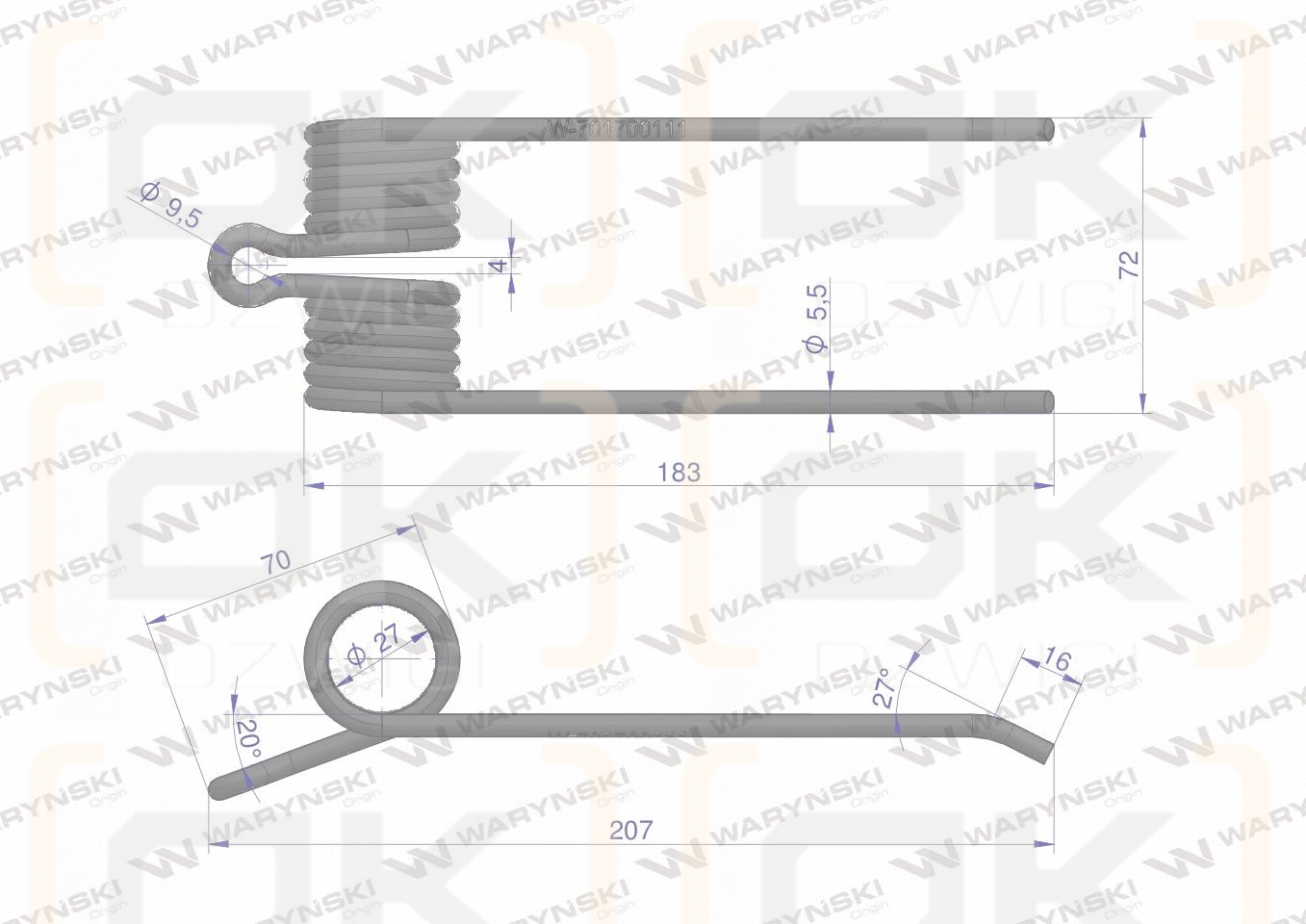 Palec podbieracza zastosowanie Hesston 701700111 Waryński