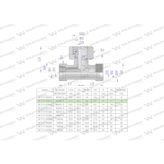 Trójnik hydrauliczny symetryczny metryczny BAB M14x1.5 08L (XEVT) Waryński ( sprzedawane po 2 )