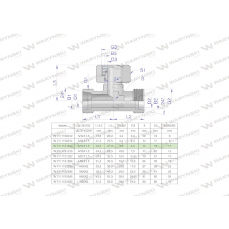 Trójnik hydrauliczny symetryczny metryczny BAB M16x1.5 10L (XEVT) Waryński ( sprzedawane po 5 )