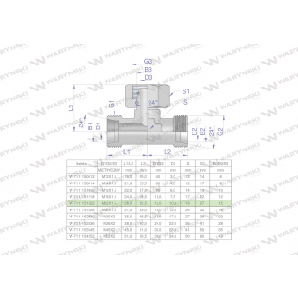 Trójnik hydrauliczny symetryczny metryczny BAB M22x1.5 15L (XEVT) Waryński ( sprzedawane po 5 )