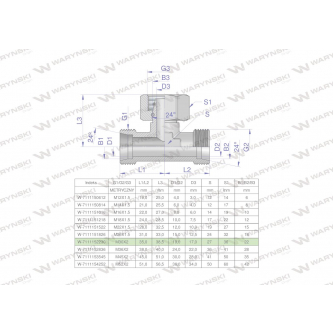 Trójnik hydrauliczny symetryczny metryczny BAB M30x2 22L (XEVT) Waryński