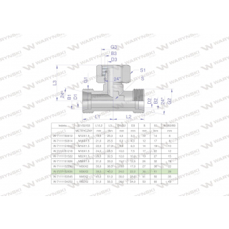 Trójnik hydrauliczny symetryczny metryczny BAB M36x2 28L (XEVT) Waryński