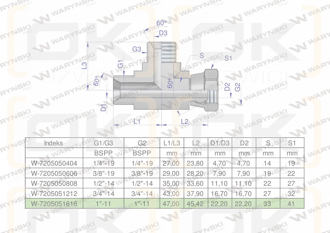 Trójnik hydrauliczny niesymetryczny calowy BBA 1