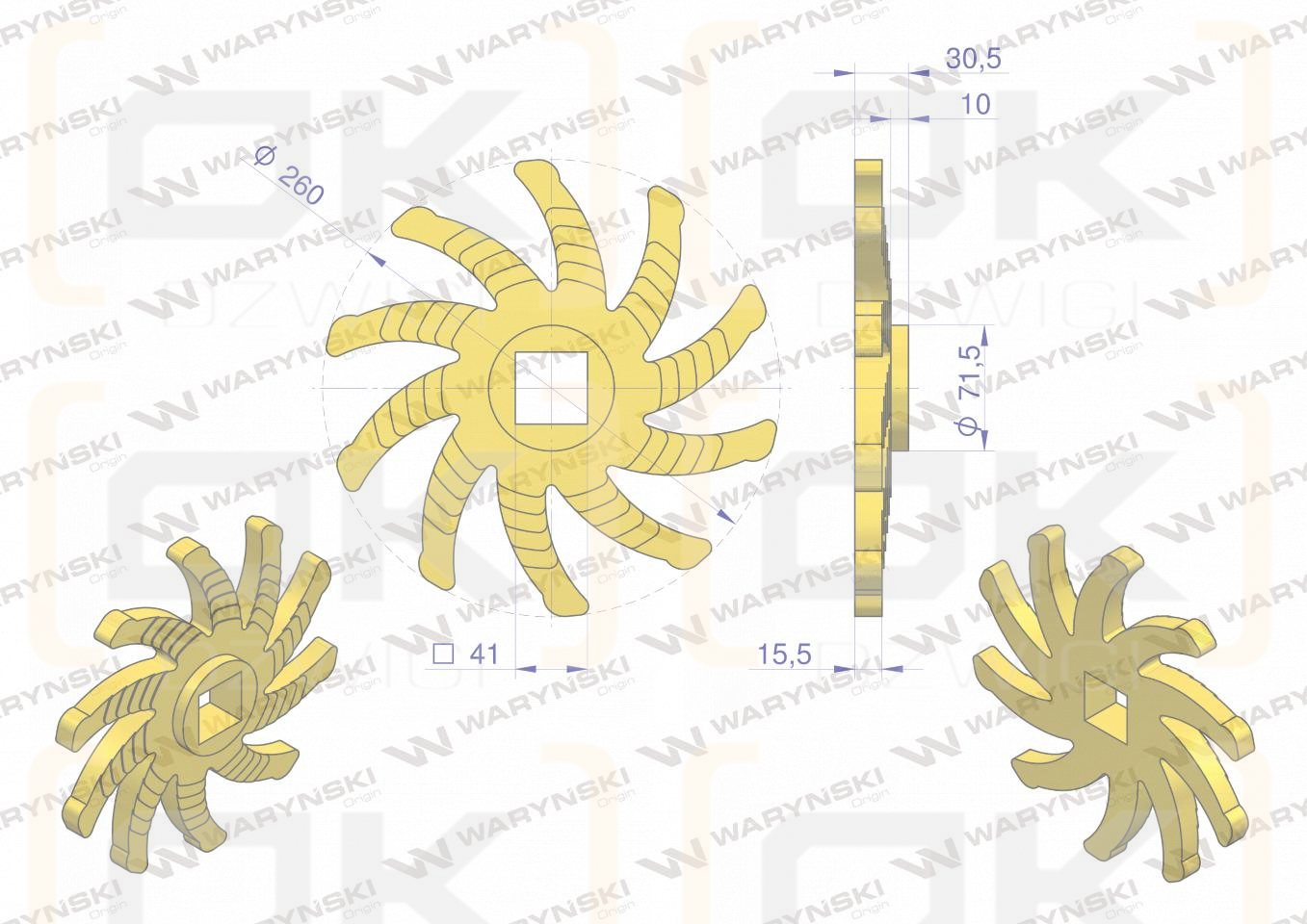 Tarcza sortująca prawa. 10 palców. 256 x 30 x 40.5 mm zastosowanie 08800823 Grimme WARYŃSKI