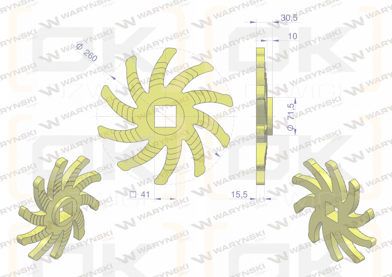 Tarcza sortująca lewa. 10 palców. 256 x 30 x 40.5 mm zastosowanie 08800825 Grimme WARYŃSKI
