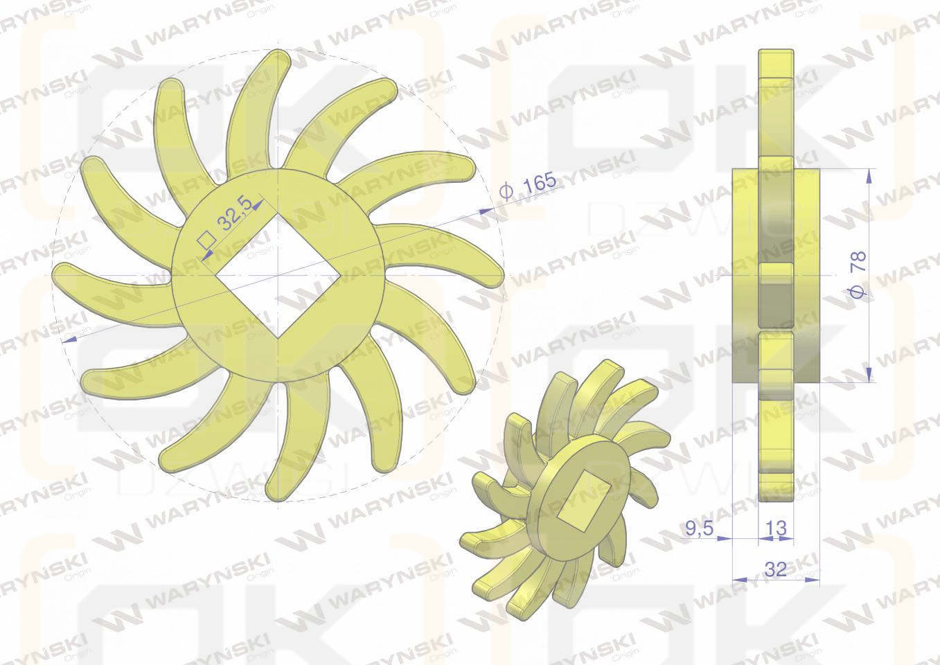 Tarcza, sortująca lewa PU 165x32 otw 32,5x32,5, zastosowanie 08800210 Grimme, Waryński