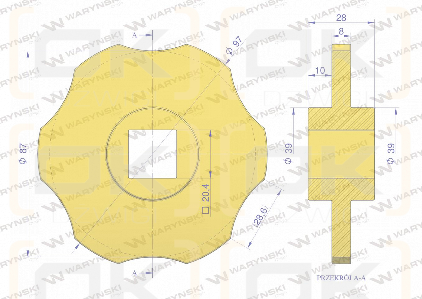 Tarcza, sortująca wcięta 99 x 28 x 21 mm, zastosowanie 08800251 Grimme, Waryński
