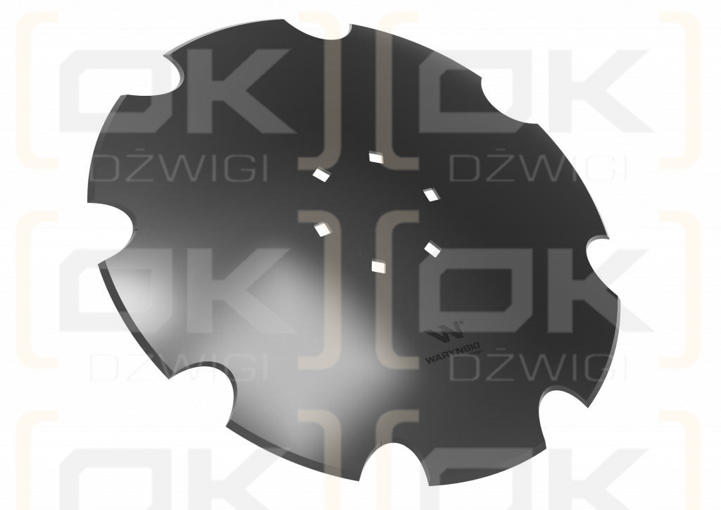 Talerz uzębiony Z-8 fi 510 mocowanie 6/120 grubość 4mm stal borowa WARYŃSKI R