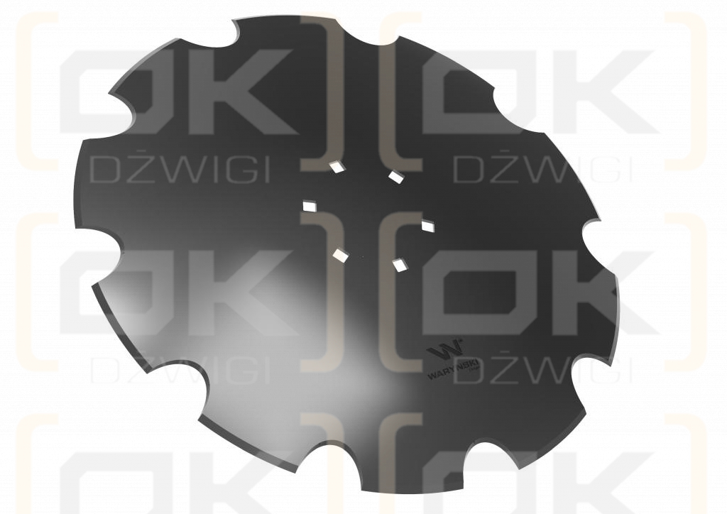 Talerz uzębiony Z-10 fi 560 mocowanie 6/120 grubość 4 mm stal borowa WARYŃSKI R