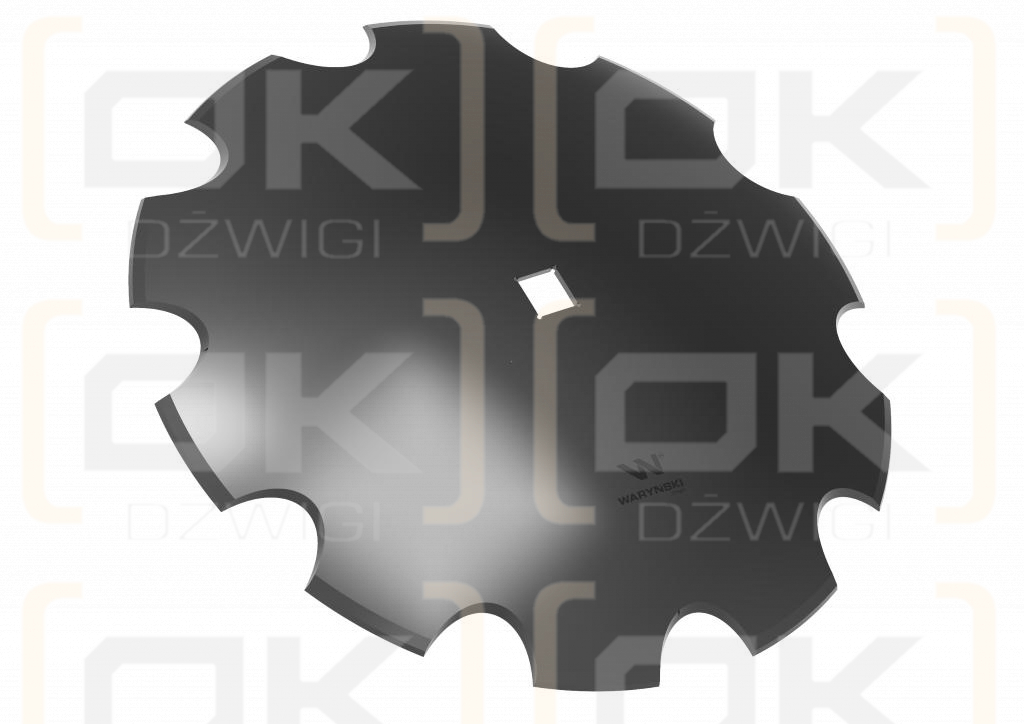 Talerz uzębiony Z-10 fi 610 otwór 35x35 grubość 6 mm stal borowa WARYŃSKI R