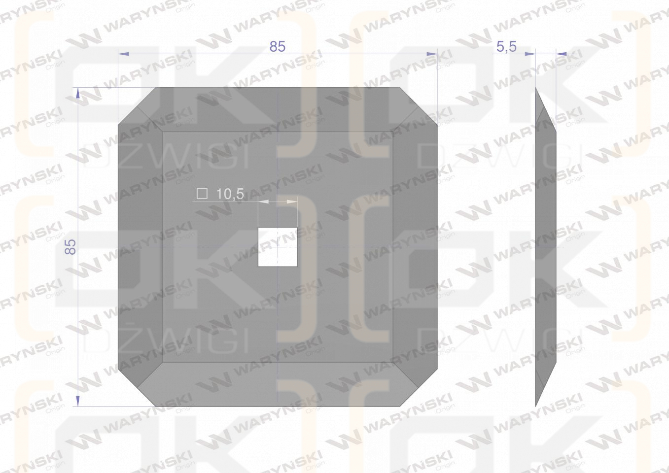 Nóż paszowozu kwadrat 85x5 mm zastosowanie Luclar Seko DeLaval Waryński