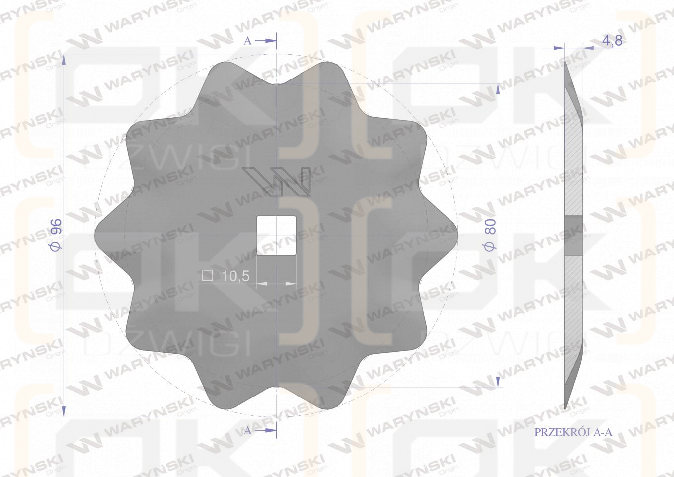 Nóż paszowozu okrągły 96x5 mm zastosowanie do Luclar Waryński