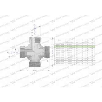 Czwórnik hydrauliczny metryczny BBBB M14x1.5 08L Waryński