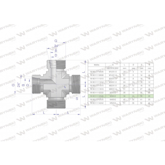 Czwórnik hydrauliczny metryczny BBBB M36x2 28L Waryński