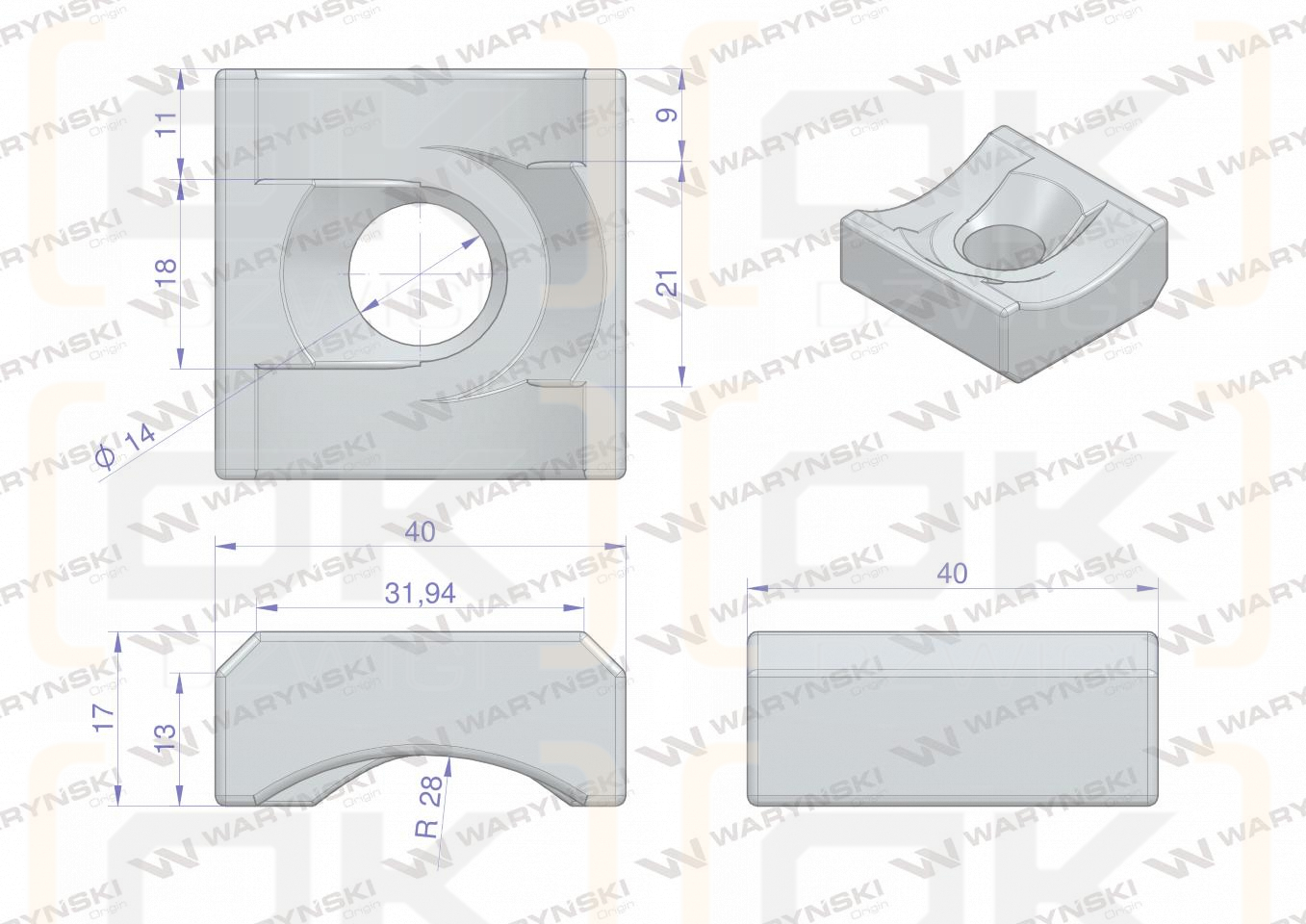 Mocowanie palca nakładka otwór fi 14mm zastosowanie Claas Waryński ( sprzedawane po 5 )