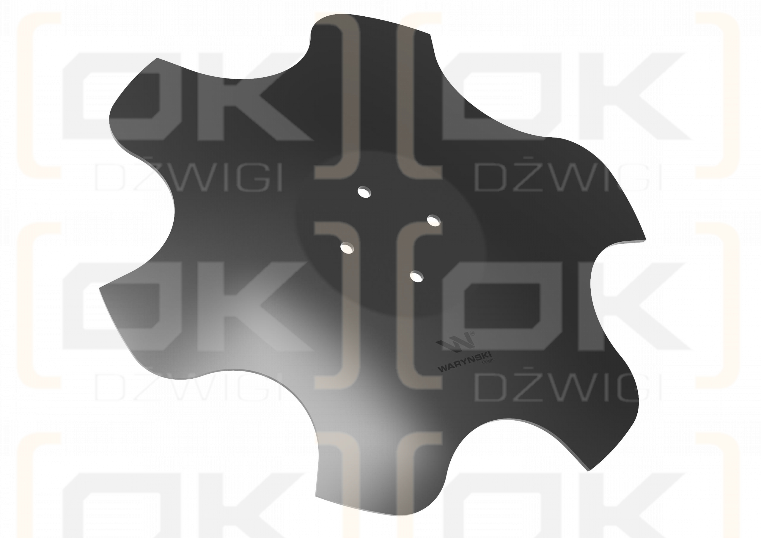 Talerz, skrajny lewy fi 560 mocowanie 4/98 grubość 4,5 mm stal borowa, Waryński