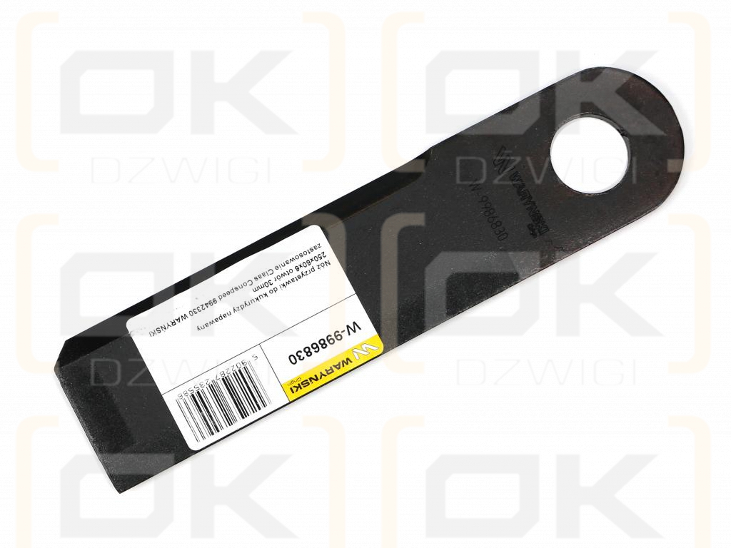 Nóż przystawki do kukurydzy napawany 250x60x6 otwór 30mm zastosowanie Claas Conspeed 9942330 WARYŃSKI