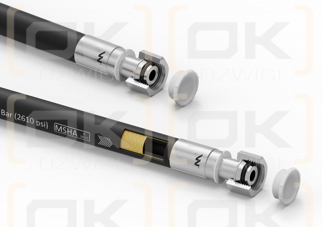 Przewód hydrauliczny gładki z uszczelnieniem - 180 bar gwint M18x1.5 proste L-5000mm DN10-1SN (AA-10-5000; P11P11) 18MPa Waryński