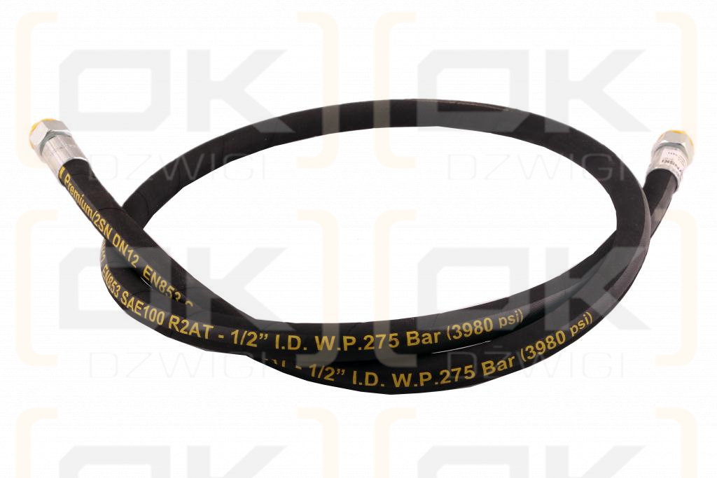 Przewód hydrauliczny 275 bar gwint M22x1.5 proste L-1700mm DN12-2SN (AA-13-1700; P11P11) 27.5MPa Waryński