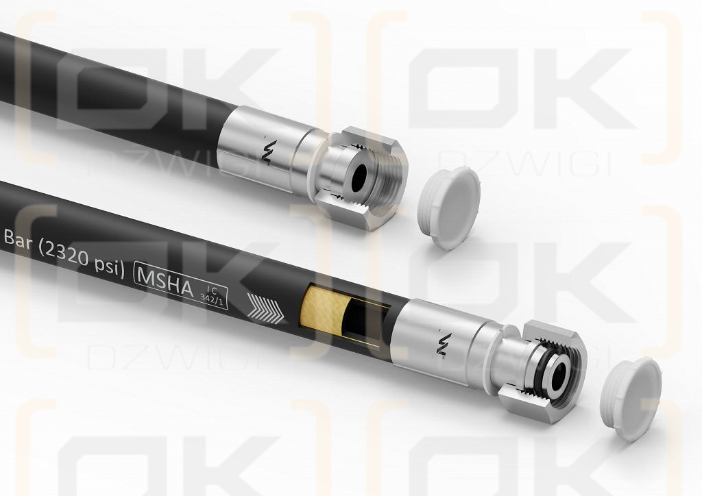 Przewód hydrauliczny gładki z uszczelnieniem - 160 bar gwint M22x1.5 prosta stożek/prosta płasko  L-500mm DN12-1SN 16.0MPa Waryński