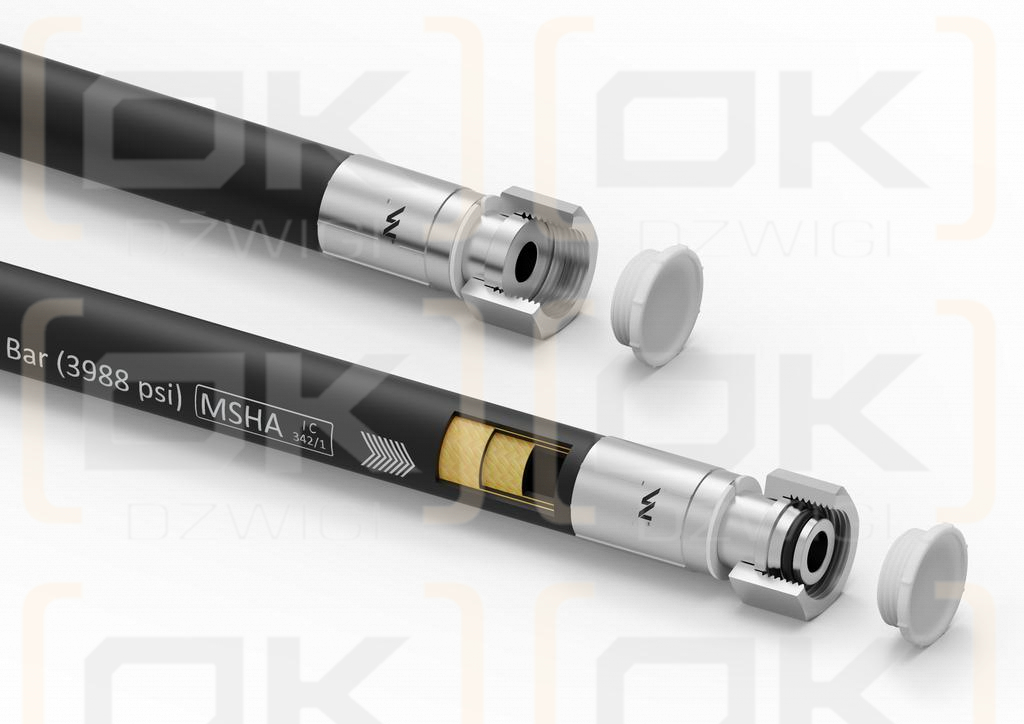 Przewód hydrauliczny gładki z uszczelnieniem - 275 bar ( płasko kulisty) gwint M22x1.5 proste L-5800mm Przyczepa stary typ (AA-13-5800; P11P11) 27.5MPa Waryński