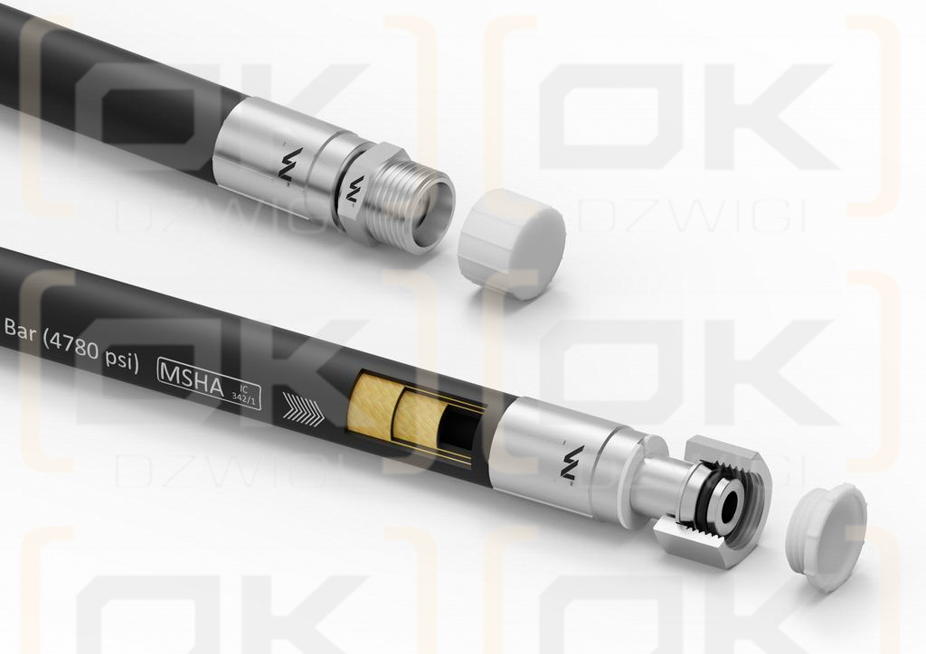 Przewód hydrauliczny gładki z uszczelnieniem - 330 bar gwint M18x1.5 proste L-1140mm DN10-2SN (AB-10-1140; P11P21)  Bizon (5040/32/080/0) 33MPa Waryński