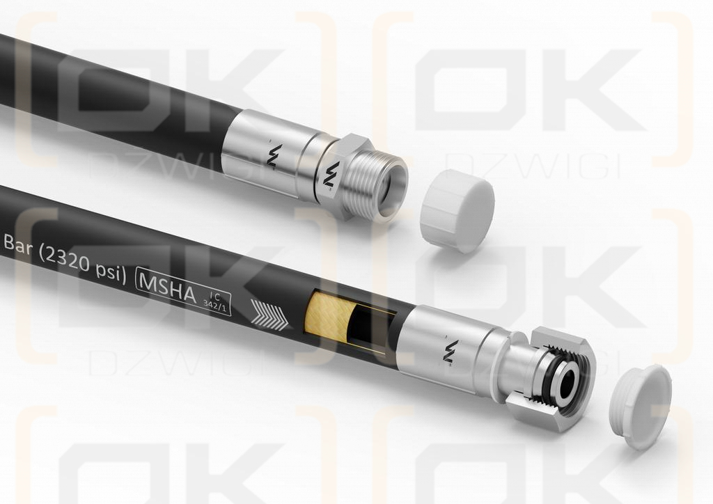 Przewód hydrauliczny gładki z uszczelnieniem - gwint M22x1.5 proste L-1000mm DN12-1SN 7214/07-20-000/0 . 7274/07-074/0 Troll (AB-13-1000; P11P21) 16MPa Waryński