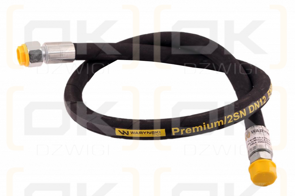 Przewód hydrauliczny 275 bar gwint M22x1.5 proste L-1100mm DN12-2SN (AB-13-1100; P11P21) Cyklop (7214/07-099/0)  27.5MPa Waryński
