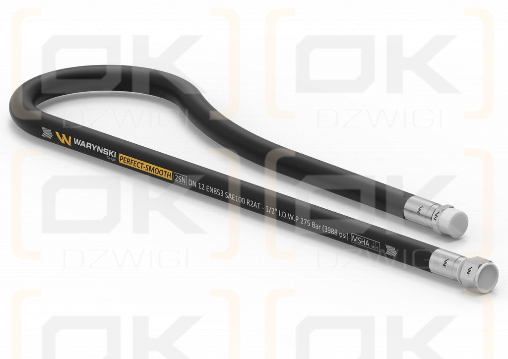 Przewód hydrauliczny gładki z uszczelnieniem - 275 bar gwint M22x1.5 proste L-1100mm DN12-2SN (AB-13-1100; P11P21) Cyklop (7214/07-099/0)  27.5MPa Waryński