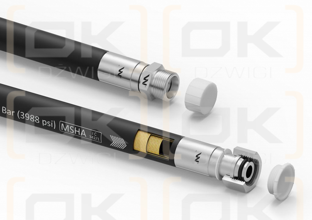 Przewód hydrauliczny gładki z uszczelnieniem - 275 bar gwint M22x1.5 proste L-1100mm DN12-2SN (AB-13-1100; P11P21) Cyklop (7214/07-099/0)  27.5MPa Waryński
