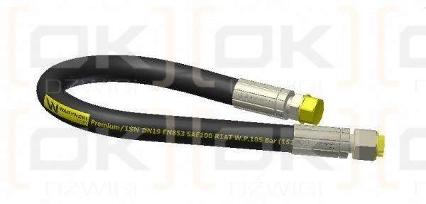 Przewód hydrauliczny gwint M30x2 proste L-500mm DN20-1SN (AB-500/M30X2/10.5MPA; P11P21) Waryński