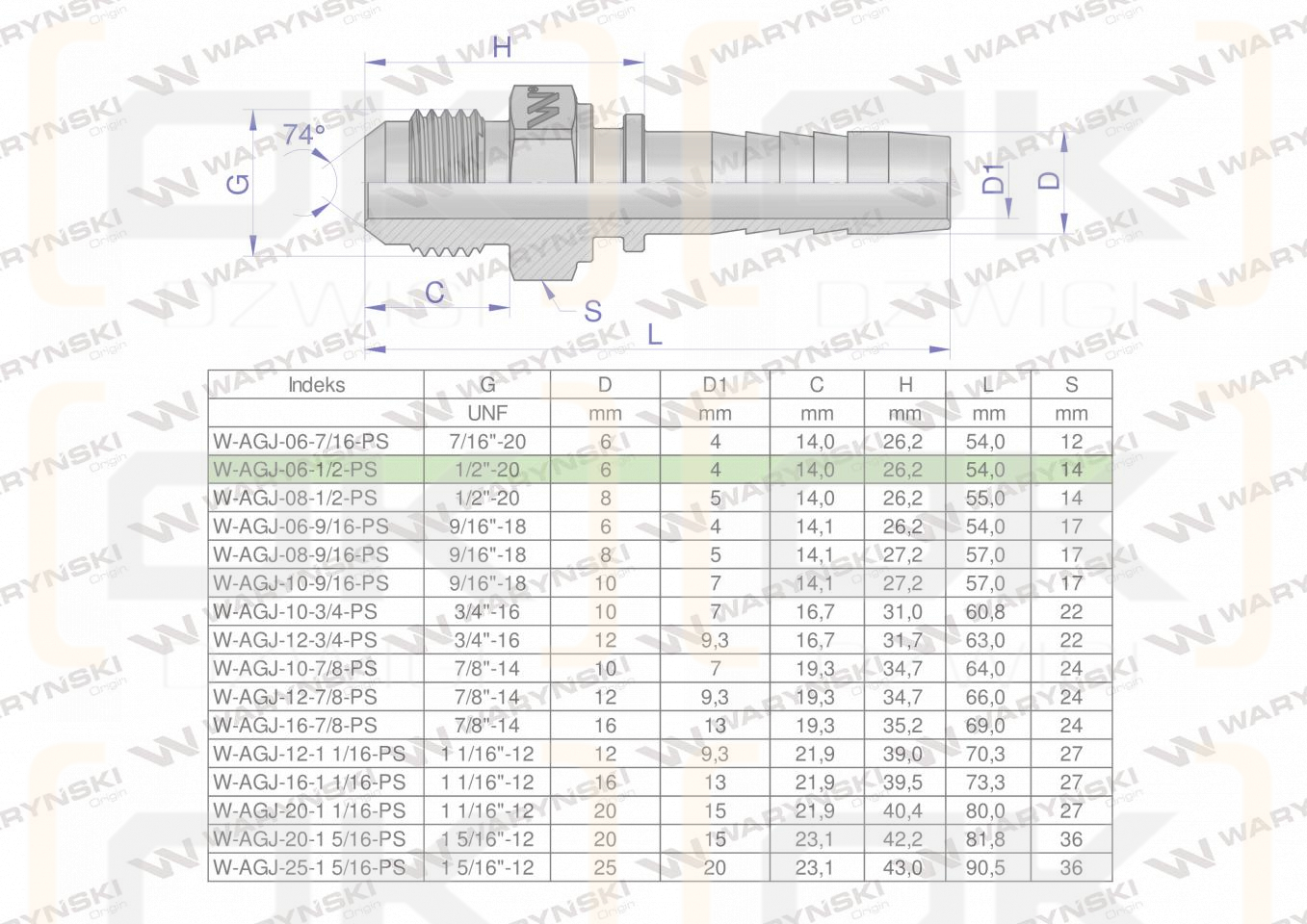 Zakucie hydrauliczne AGJ DN06 1/2