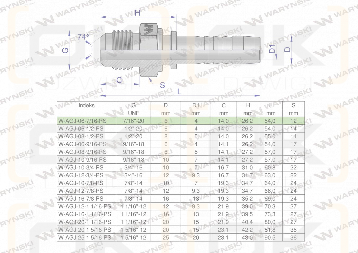 Zakucie hydrauliczne AGJ DN06 7/16