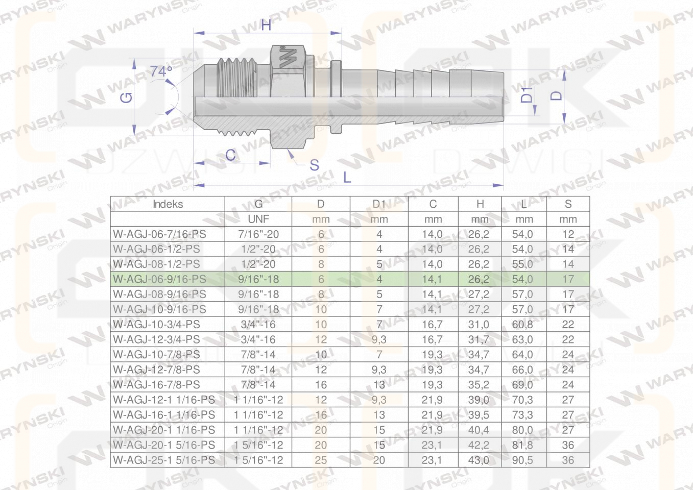 Zakucie hydrauliczne AGJ DN06 9/16