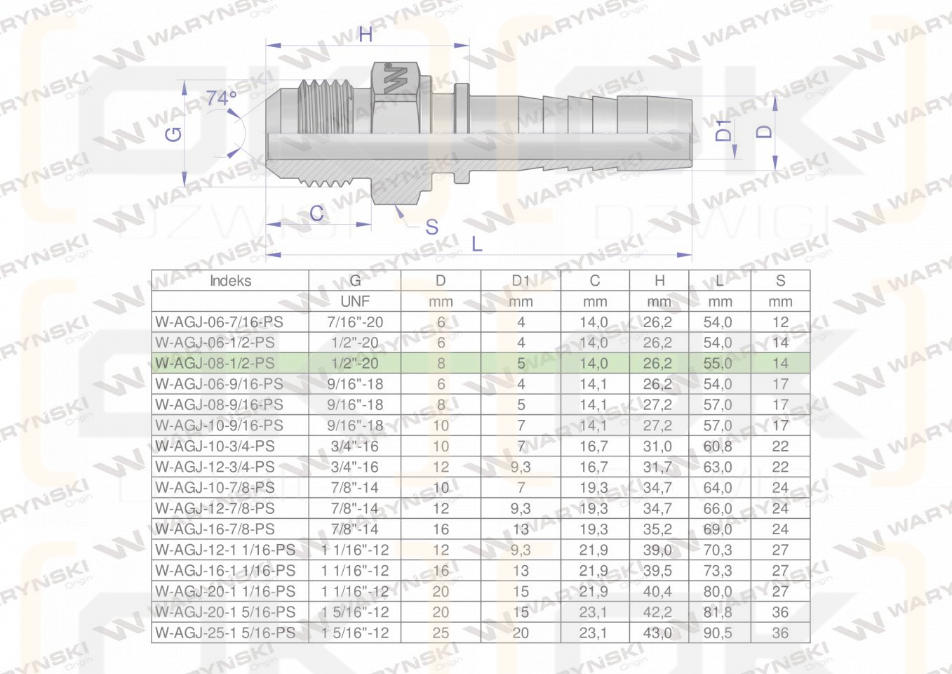 Zakucie hydrauliczne AGJ DN08 1/2