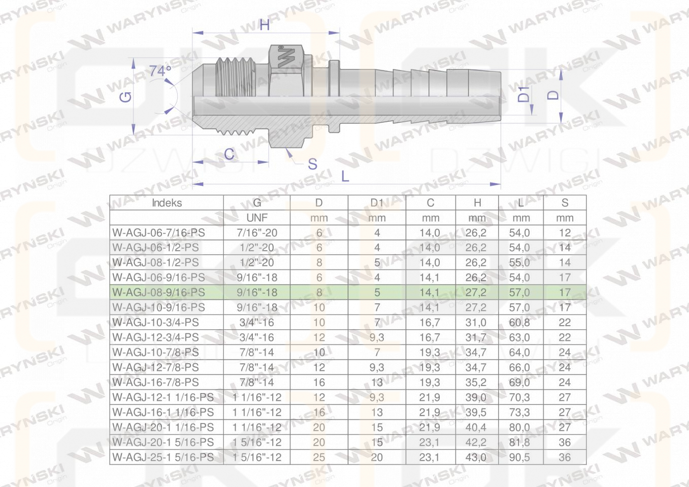 Zakucie hydrauliczne AGJ DN08 9/16