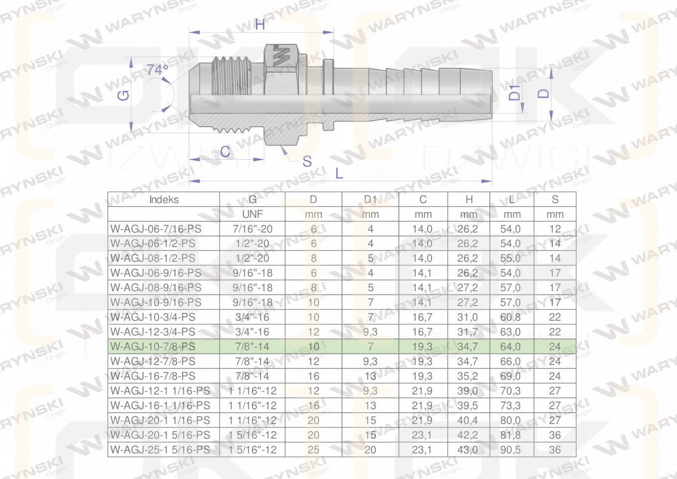Zakucie hydrauliczne AGJ DN10 7/8