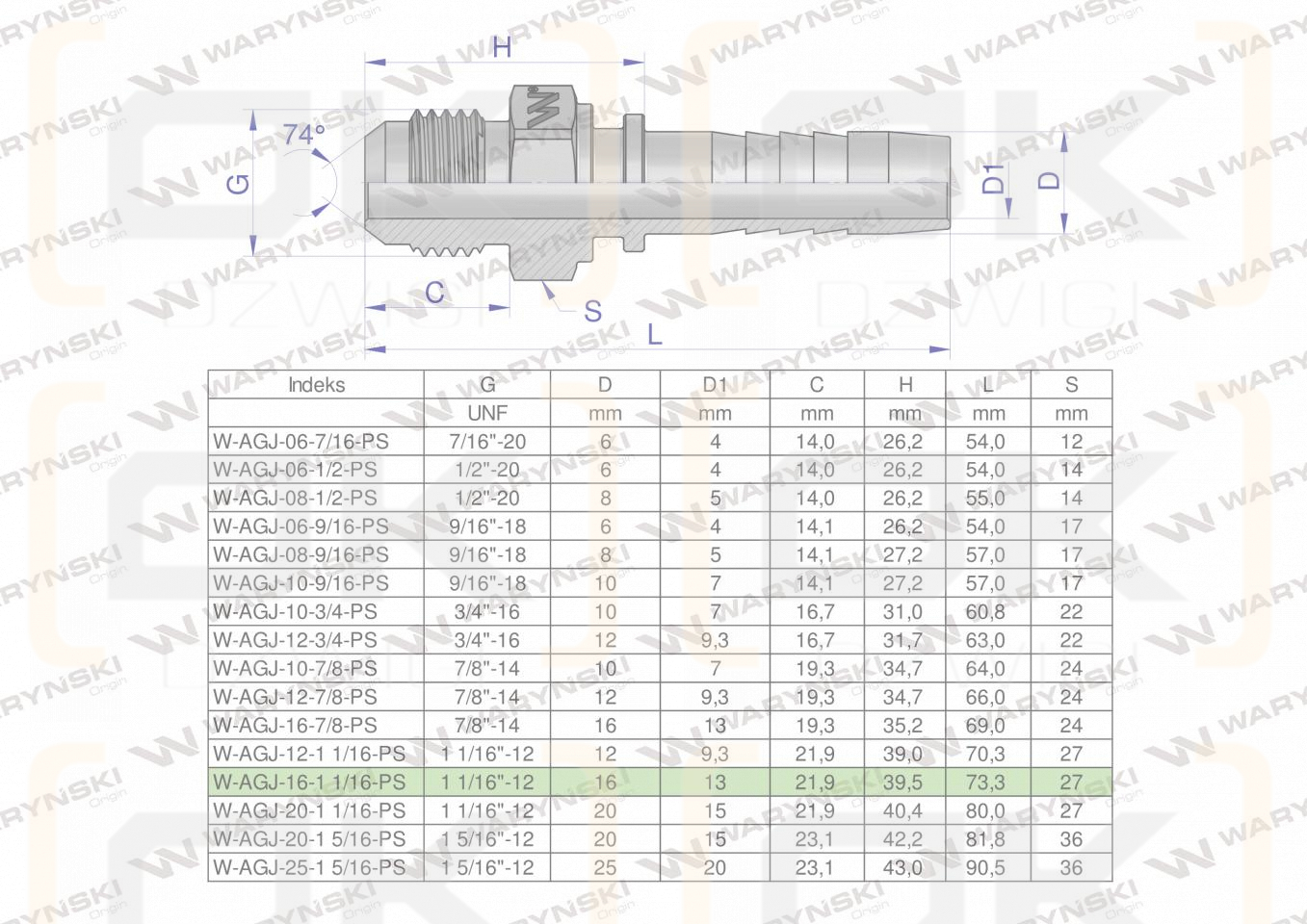 Zakucie hydrauliczne AGJ DN16 1 1/16