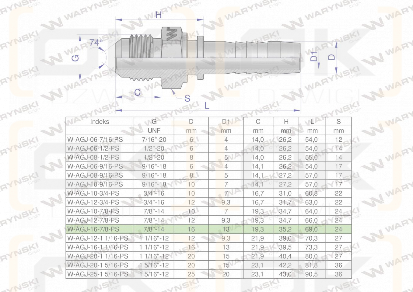 Zakucie hydrauliczne AGJ DN16 7/8
