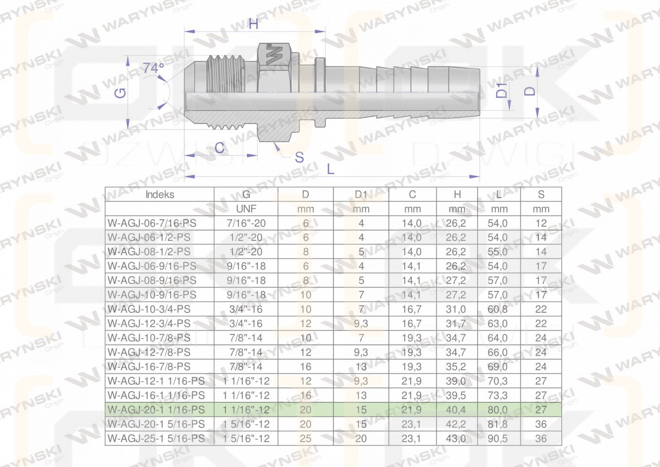 Zakucie hydrauliczne AGJ DN20 1 1/16