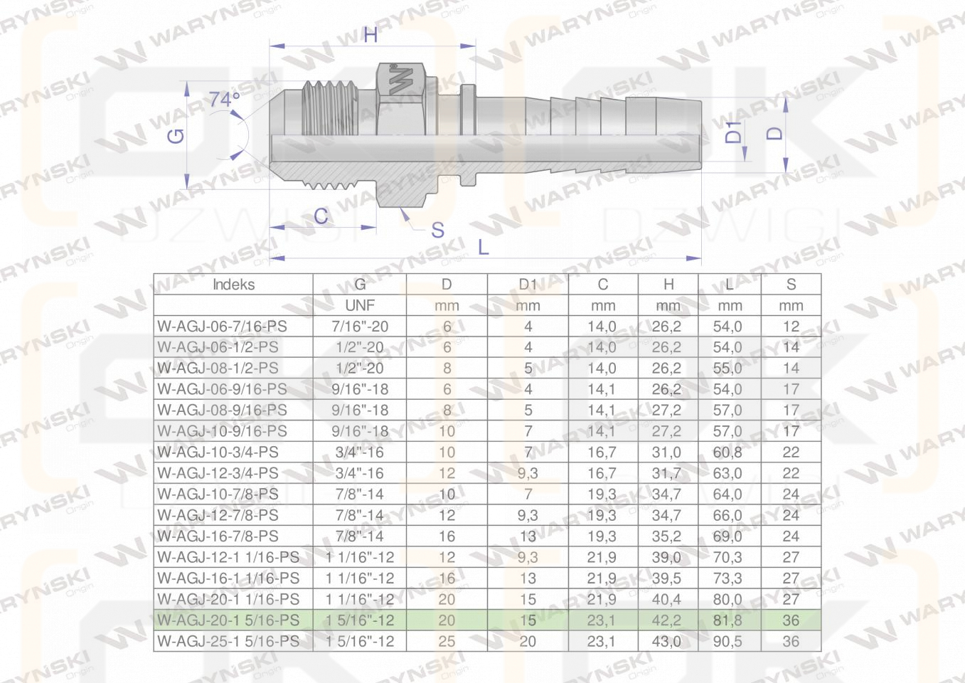 Zakucie hydrauliczne AGJ DN20 1 5/16