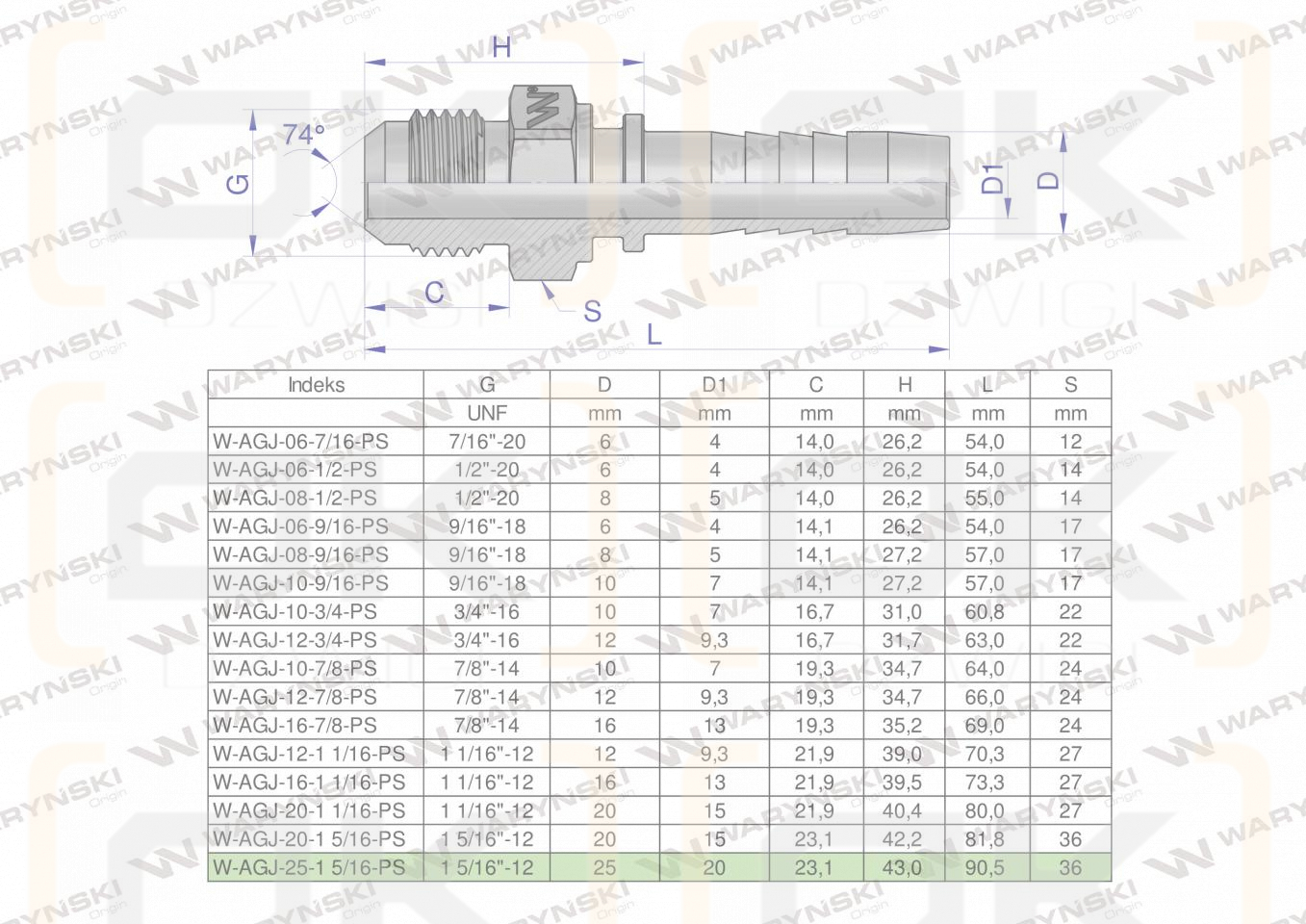 Zakucie hydrauliczne AGJ DN25 1 5/16