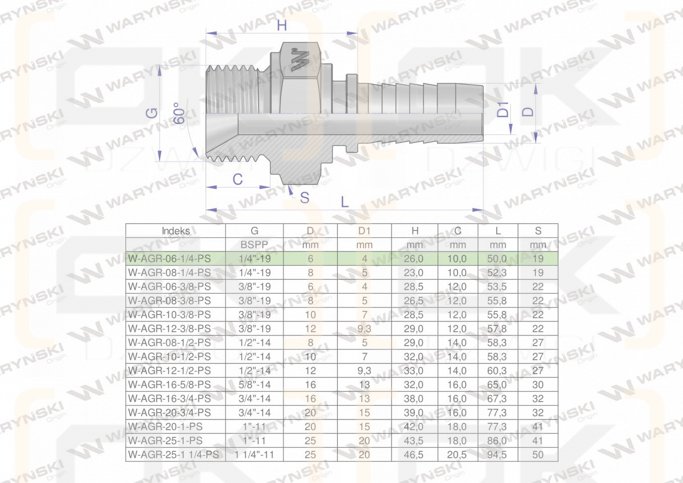 Zakucie hydrauliczne AGR DN06 1/4
